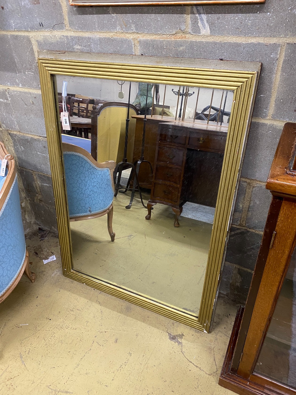 A late 19th century French rectangular gilt framed wall mirror, width 81cm, height 112cm